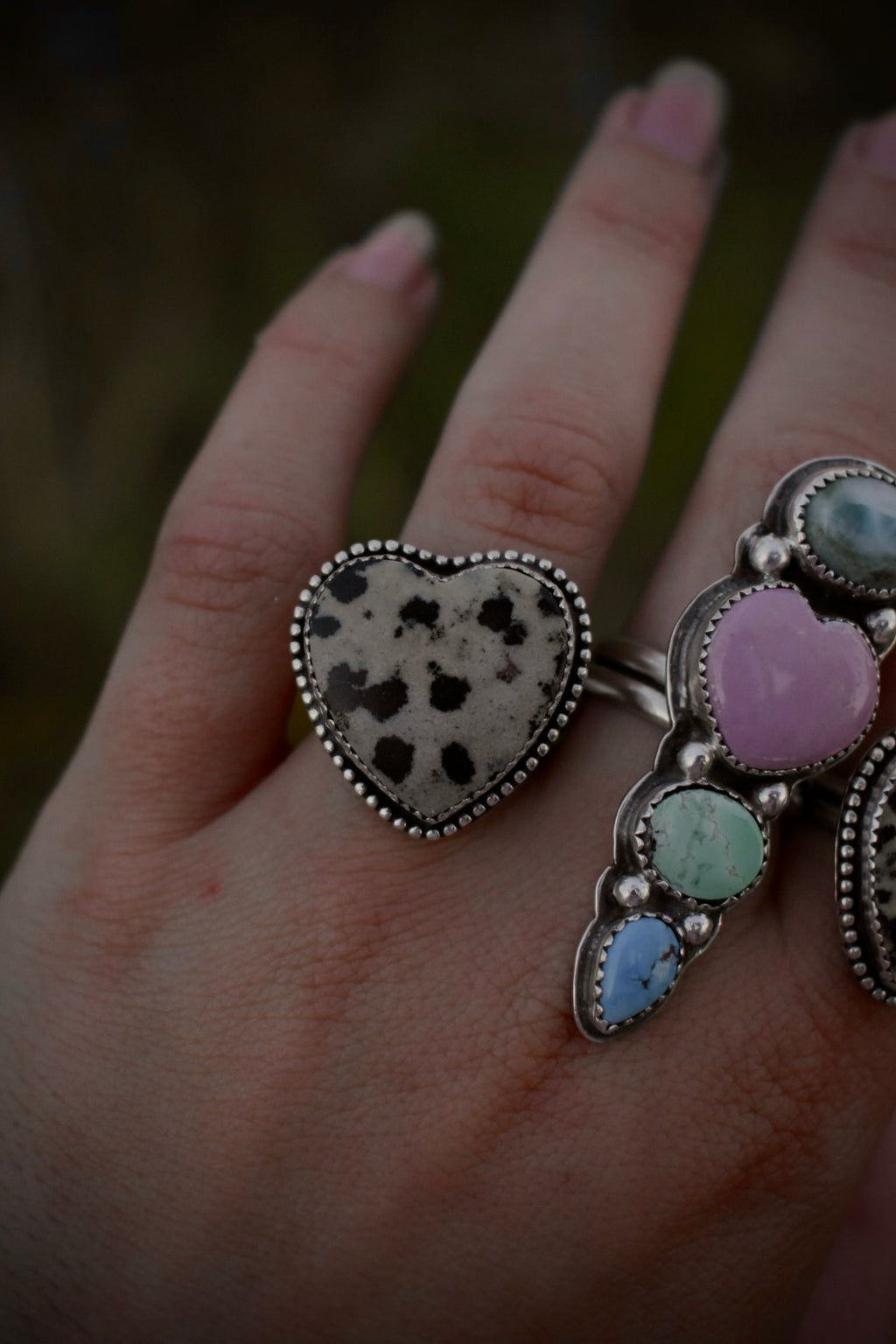 Dalmation Jasper Heart Ring ~ 7