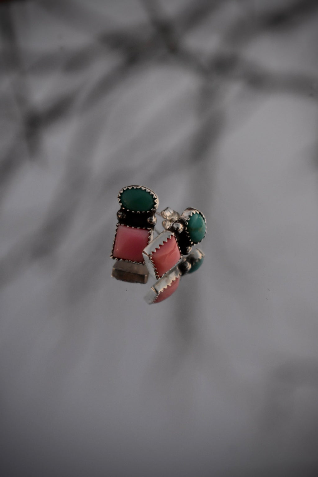 Pink Conch & Kingman Turquoise Studs