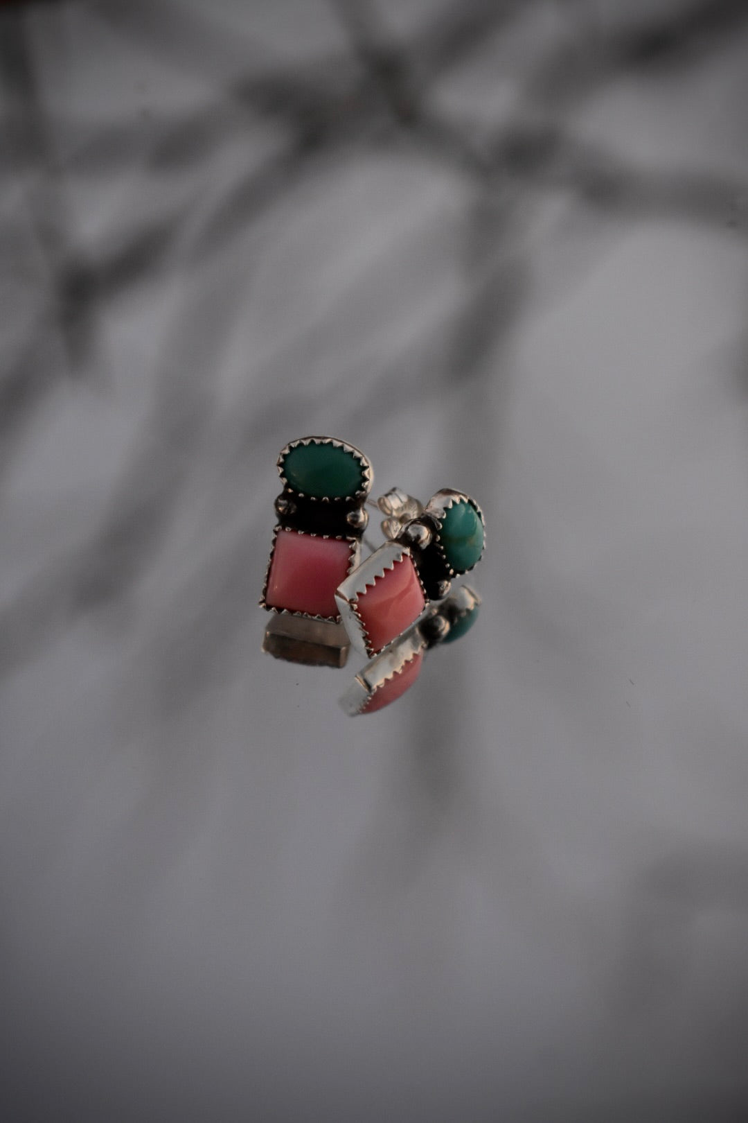 Pink Conch & Kingman Turquoise Studs