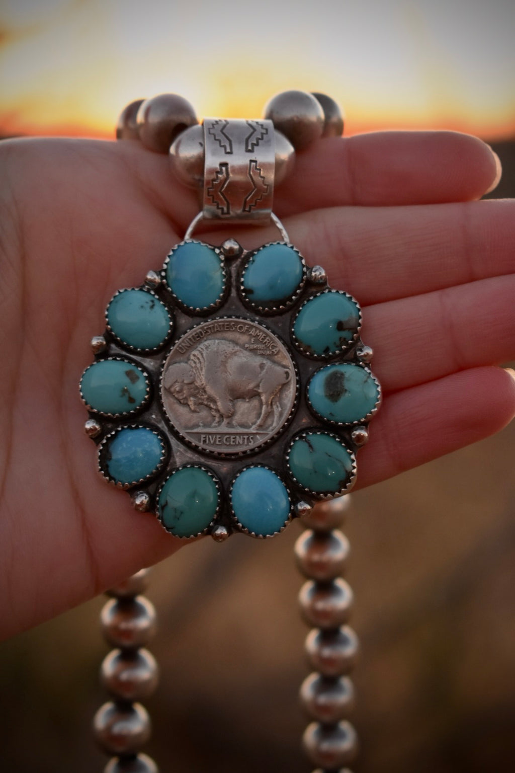Kingman Turquoise & Buffalo Nickel Pendant