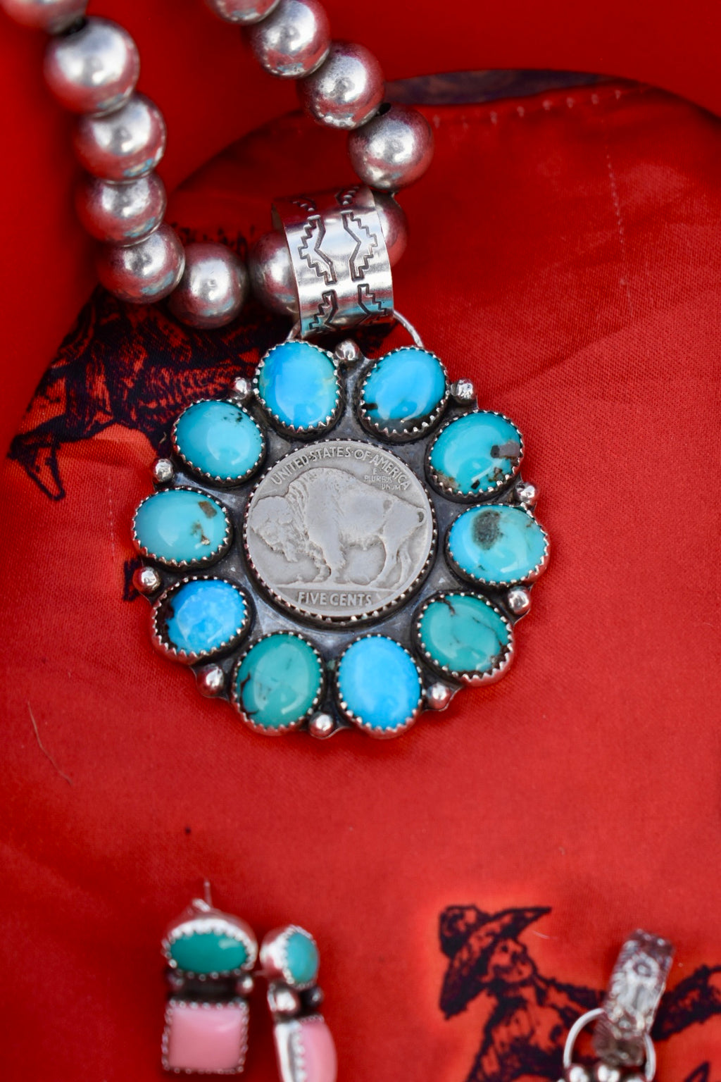 Kingman Turquoise & Buffalo Nickel Pendant