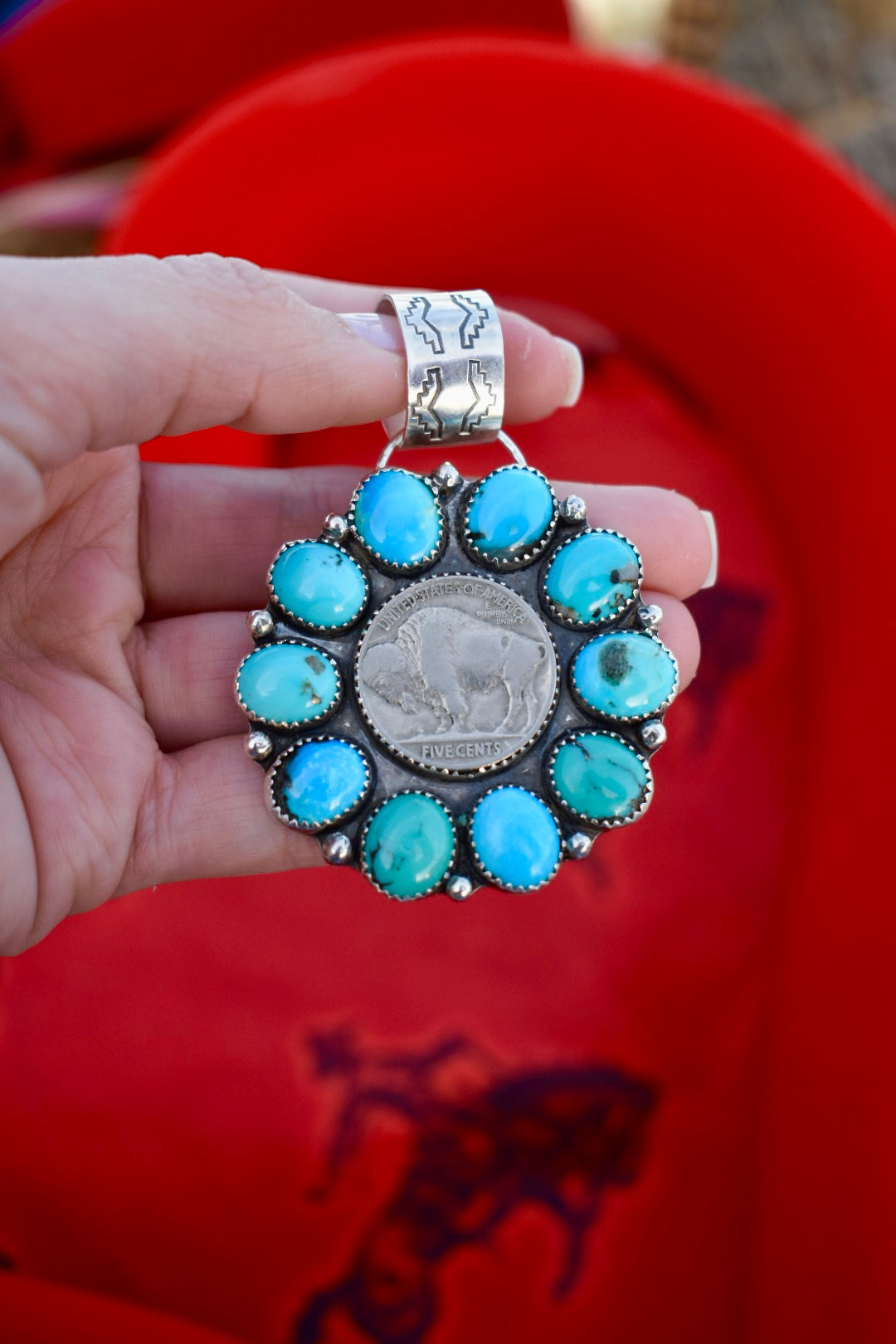 Kingman Turquoise & Buffalo Nickel Pendant