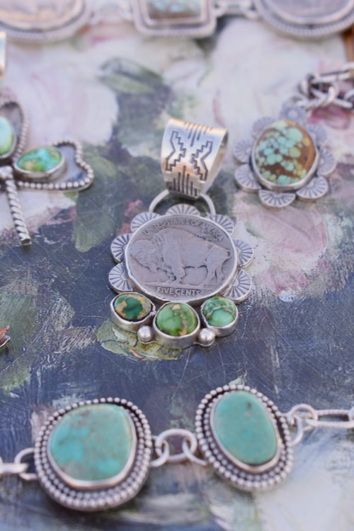 Buffalo Nickel & Sonoran Gold Pendant